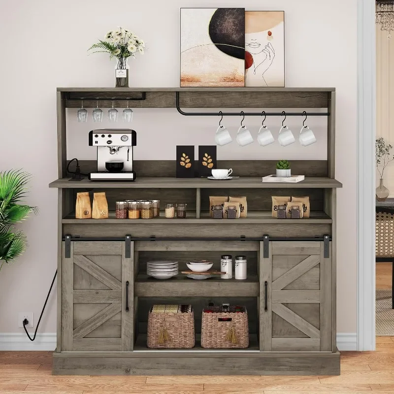 52" Farmhouse Coffee Bar Cabinet, et Cabinet with StorageMinimalist