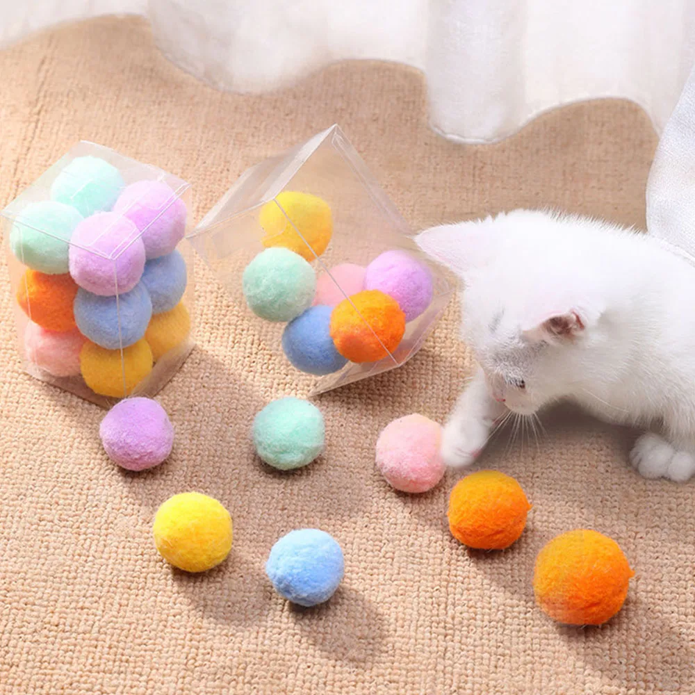 

Interactive Cat Toy 12pcs Colorful Mini Pompoms Balls Indoor Kitten Training Games Plush Ball Toys Pet Cats Chew Catching Toy