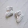 Infant Baby Neutral Booties 100% Cotton Knit Baby Socks Handmade Purple Ivory White Rainbow Baby Shoes Shower Gift 4
