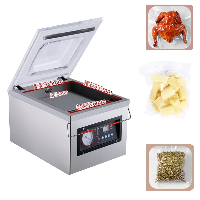 

220V/110V industrial table top packer food saver vacuum heat sealer plastic bag packaging sealing machine