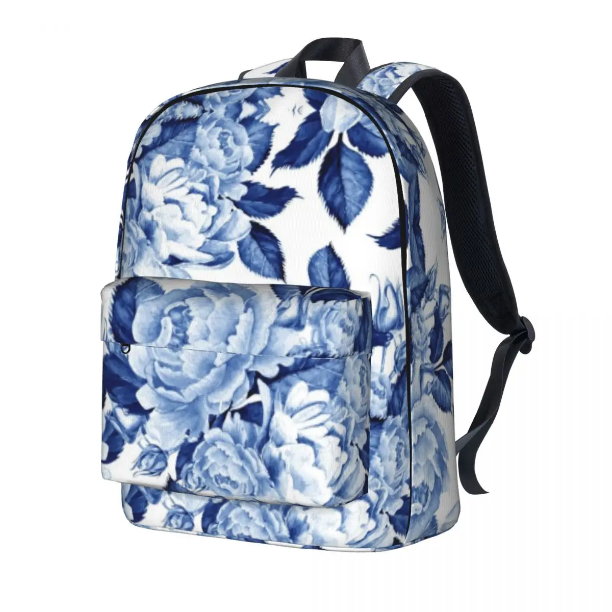 

Larger Flowers Blue Backpack Floral Summer Bohemian Women Men Polyester Hiking Backpacks Big Kawaii School Bags Rucksack