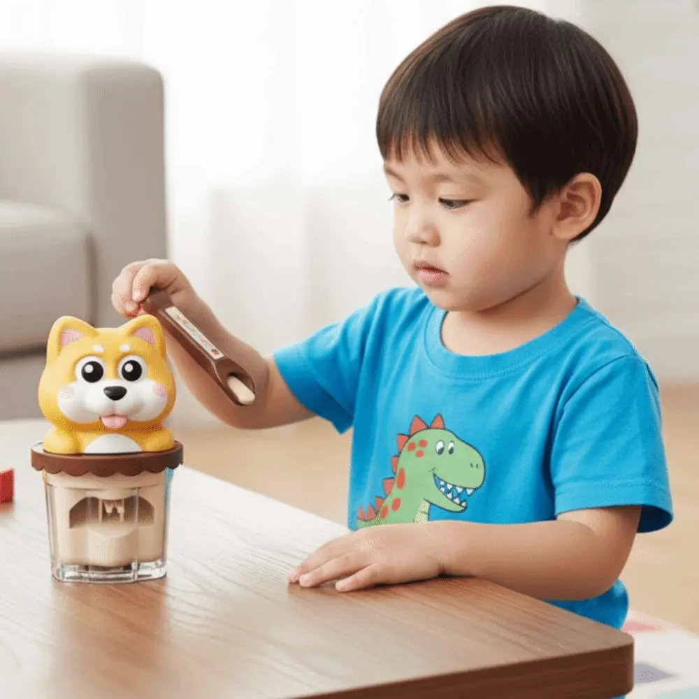 Food Feeding Pudding Dog Set Feeding Toy Role Play Early Education Talking Pudding Dog Toy Japanese 3D Play House Toys Kids Gift