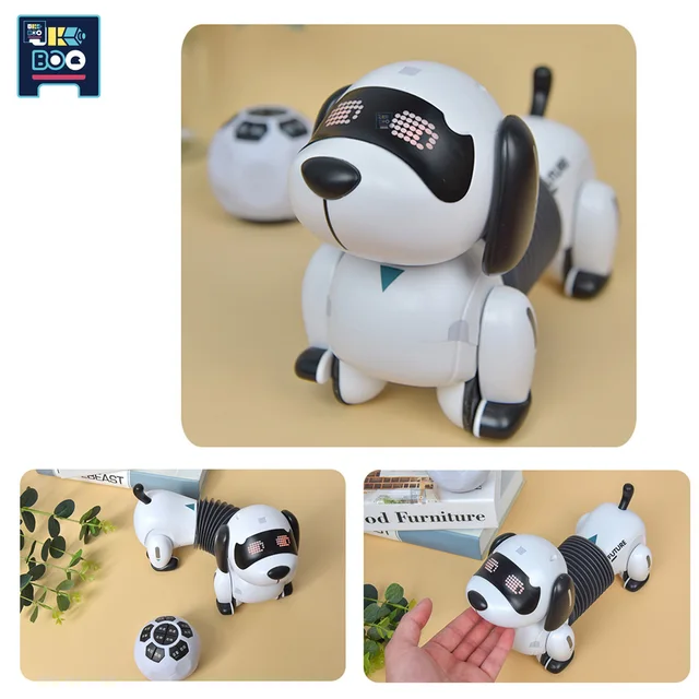 UKBOO Interactive RC Robot Dog Remote Control Robotic Stunt Dachshund Electronic Pet Smart Program Educational Toys for Children 2