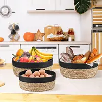3 Size Woven Storage Basket, Organize Straw Cosmetics Storage Basket, Snack Food Storage Table Basket Made of Cattail Material 5