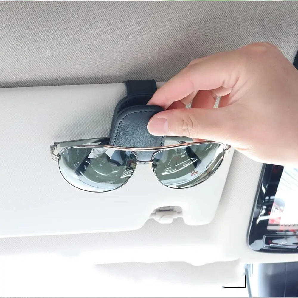Magnetic Leather Car Sun Visor Organizer and Sunglasses Holder