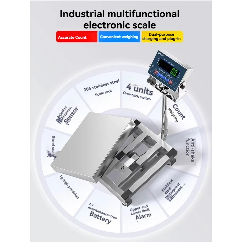 200kg Weighing Scale Stainless Steel Electronic Platform Scale Industrial Water