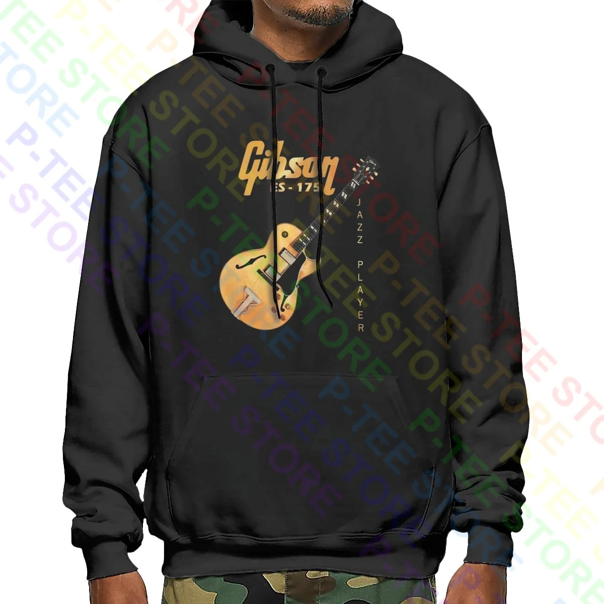 Gibson Es - 175 Guitar Jazz Player Felpa Con Cappuccio Felpe Con Cappuccio Vtg Cotton Premium Vendita Calda