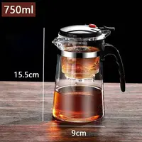 High-temperature resistant and elegant cup, household tea set, one-click tea and water filtration, glass teapot cover 4
