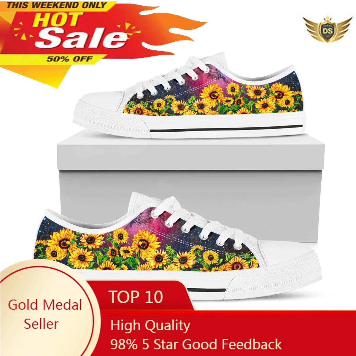 Universe Sunflower Print Black White Low Top Sneakers Women New Fashion Casual Vulcanized Shoe Classic Canvas Shoes