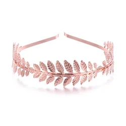 Elegant Gold Leaf Headband - Bridal Wedding Hair Accessory (Rose gold - 1)