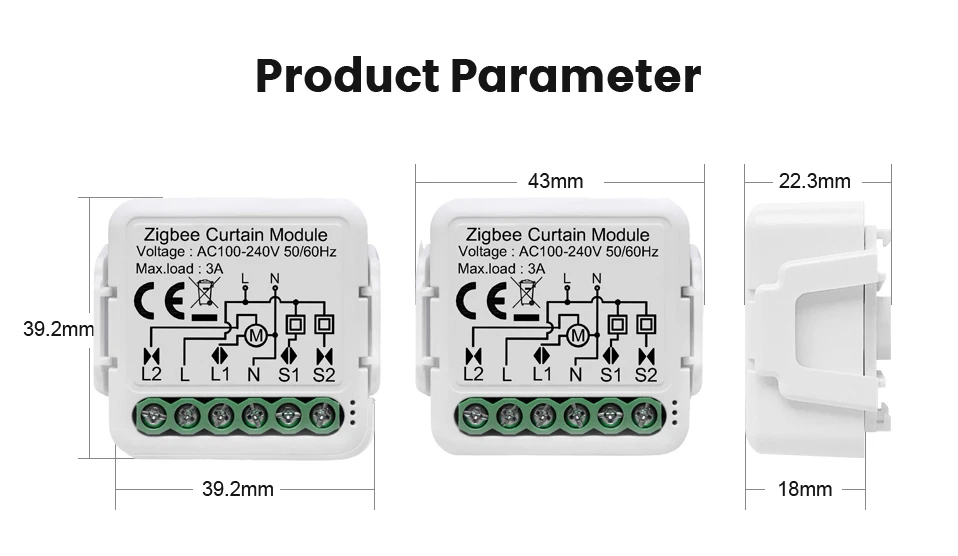 Tuya Smart ZigBee Blind Curtain Switch Module Support 2 Way Control Roller Shutt