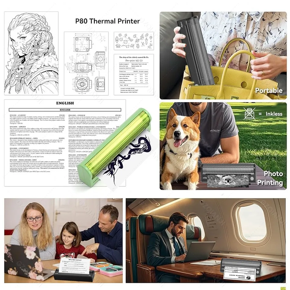 Official 304DPI Peripage P80 Portable Thermal Printer A40 Inkless Tattoo Stencil Transfer Maker For Mobile Travel Office Print
