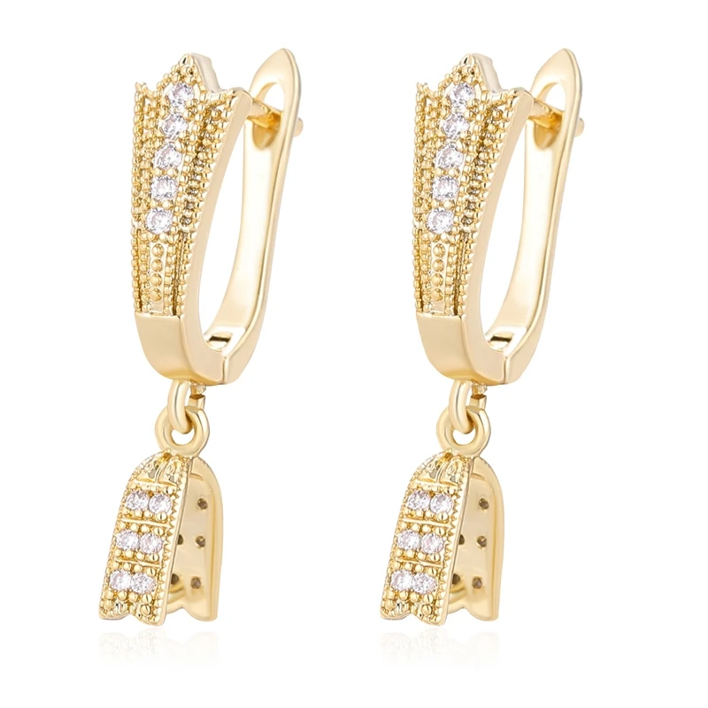 Juya 18K Gold Plated Basic Ear Wire Fixture Hooks Bale Earrings Locks Accessories For DIY Crystal Pearls Jewelry Making