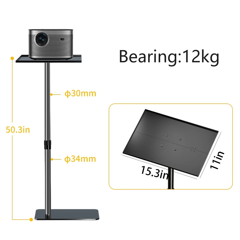SH Adjustable Projector Stand Mount 128cm Height With Tray Or Gooseneck With 1/4 Screw Fit For Universal Projector Ceiling Mount