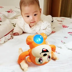 Brinquedo do bebê rollover elétrica macaco luz de indução controle voz crianças brinquedos educativos meninos e meninas para presentes aniversário