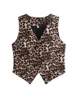 Zevity Women Euro Style V Neck Leopard Print Breasted Short Vest Jacket Ladies Retro Cardigan Slim WaistCoat Tops CT6198 1