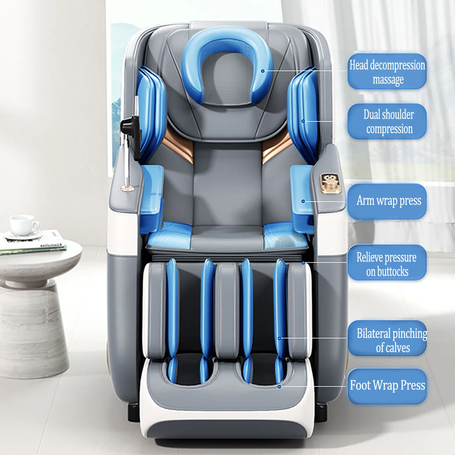 Massage Chair Full Body 8d Zero Gravity Luxury  Leathe  Electric 3D Spa Shiatsu Kneading Full Body Airbag Body Scan Sole  Chair 3