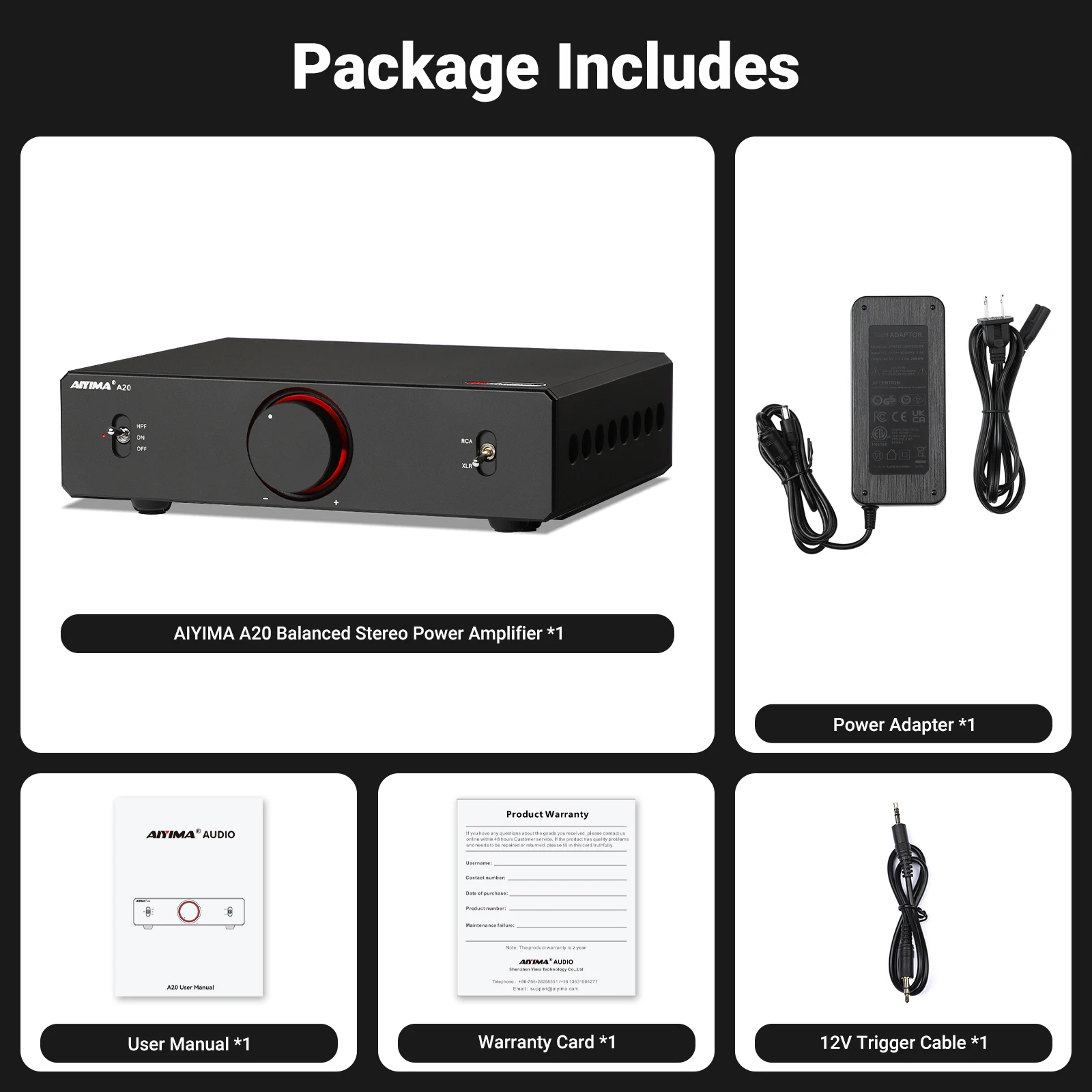 AIYIMA A20 PFFB ステレオパワーアンプ TPA3255 HiFi 2.0 オーディオ