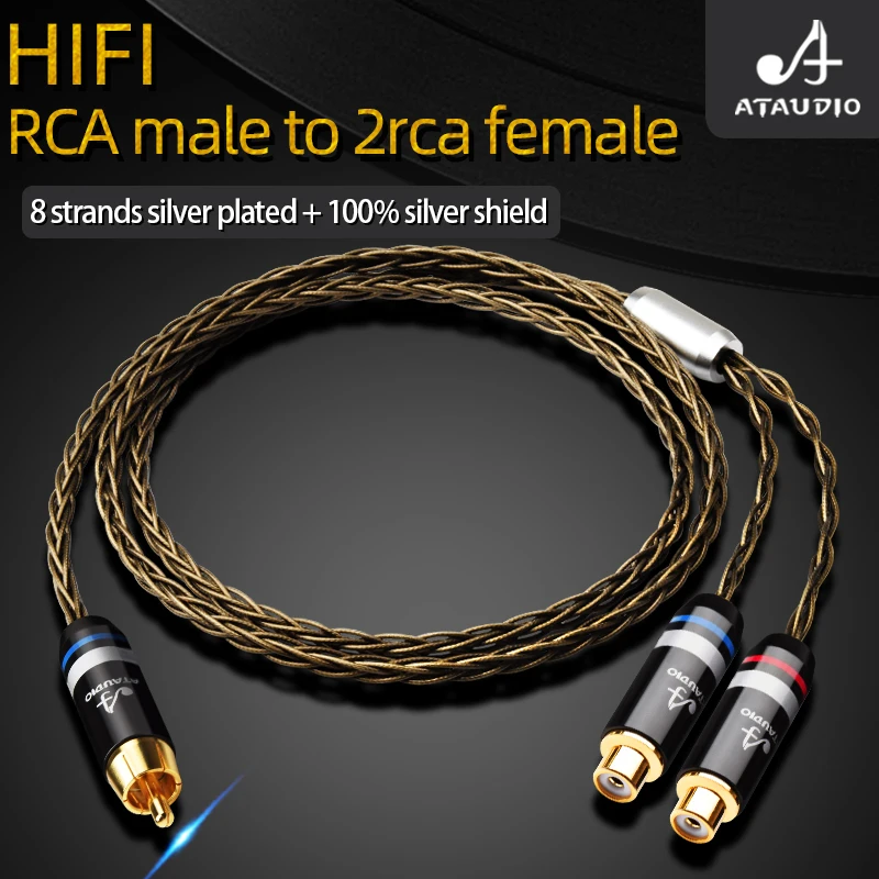 

Hi-Fi кабель RCA на 2RCA, Hi-end 8 Core OCC посеребренный RCA штекер на 2RCA гнездо, профессиональный аудиокабель для усилителя