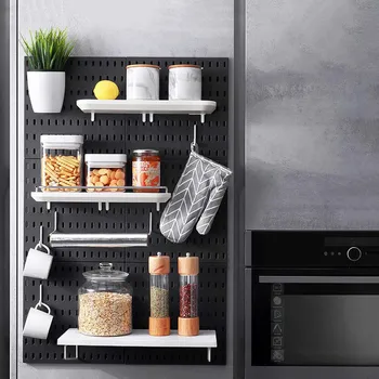 Pegboard Wall Panels Pegboard Wall Organizer Mounting Display Diy Pegboard Kit Tool Storage Panel Board Rack Bathroom Kitchen 4