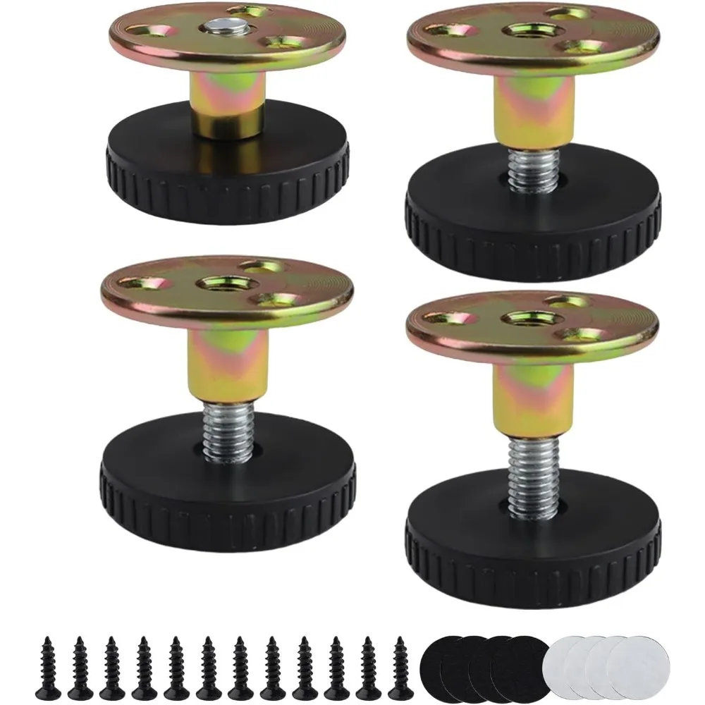 가구 받침대 - 높이 조절 가능한 받침대 4개 팩, 27-40mm, 탄소강, 나사식 또..