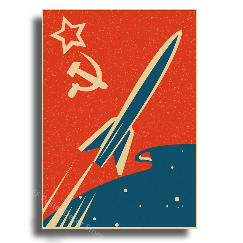 Soviet Space Rocket Posters Ussr Poster Spacecrafts Astronaut Vintage Home Room Club Bar Decor Painting Prints Art Wall Picture Peckshirt