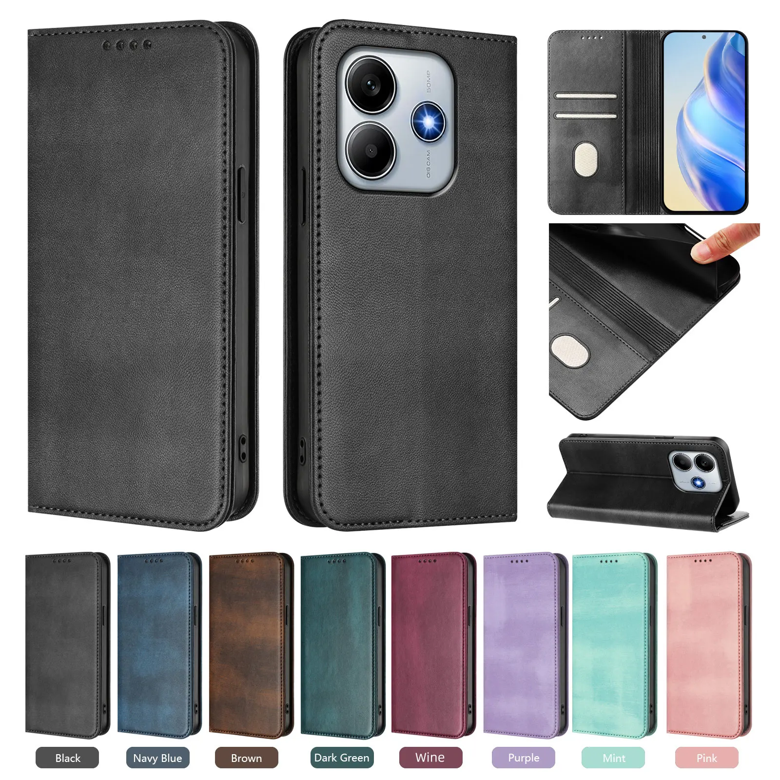Leather Wallet Flip Cover with Magnetic Closure