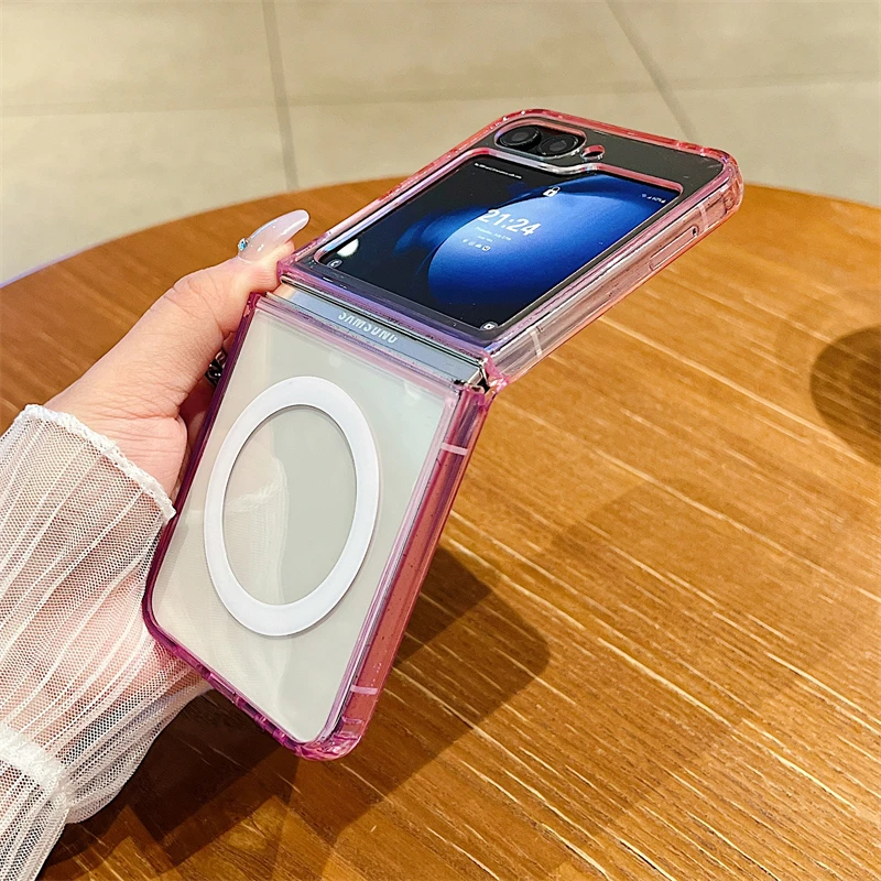 Gradient Transparent Magnetic Shockproof Case with Hard Acrylic Cover