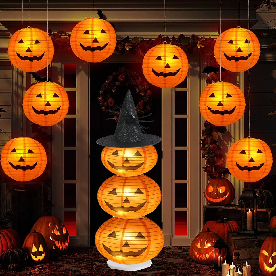 Gobesty 4 Luci LED A Forma Di Zucca Per Halloween Con Telecomando – Effetto Fiamma, LuminositÃ Regolabile, Batteria - 4