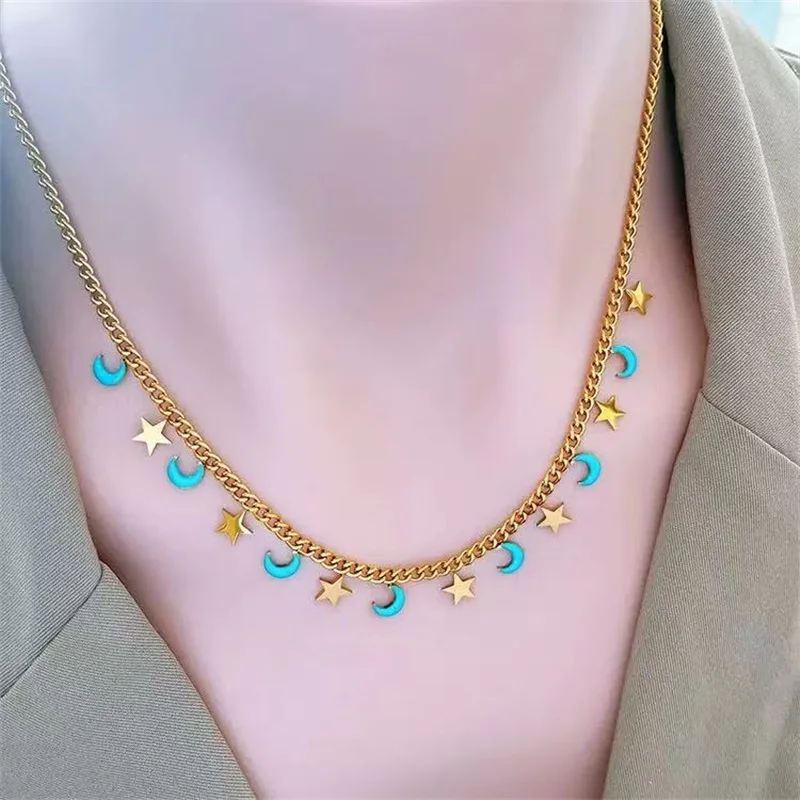 GANPUP 316L Edelstahl Farbige Kristall Anhänger Halskette Für Frauen Neue Colliers Hals Kette Romantische Farbecht Schmuck Geschenk – Detail 8