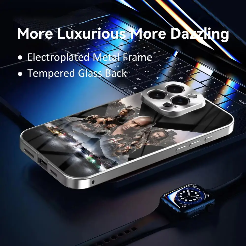 Sleek Electroplated Metal & Tempered Glass Phone Case with Bumper Protection