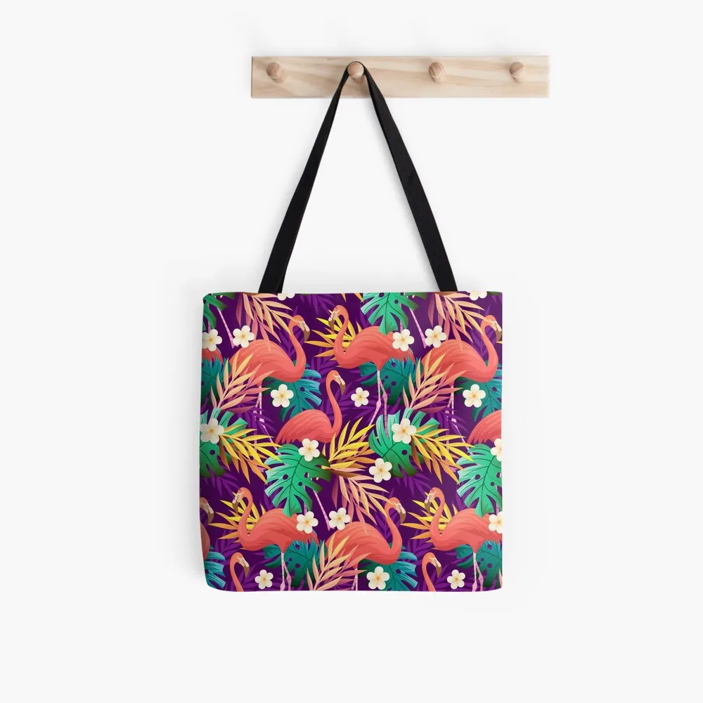 Women Shopper bag Tropic flamingo seamless Printed Bag Harajuku Shopping Canvas Shopper Bag girl handbag Tote Shoulder Lady Bag