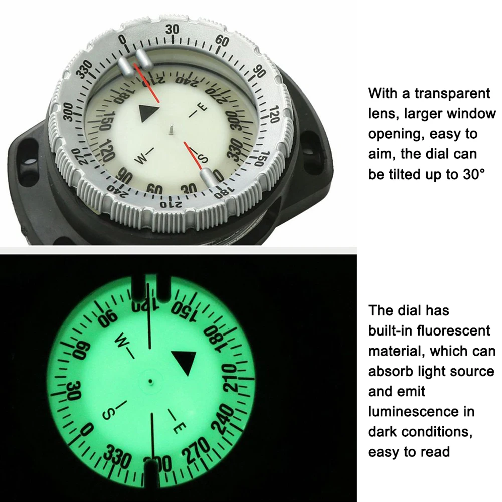 Waterproof Compass Navigation Compass Portable Compass Survival Compass 50m Portable Underwater Waterproof Luminous Dial Wrist Strap Compass For Diving Camping