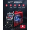 200Amp 6-in-1 Welder Gasless Flux MIG Stick TIG Spot welding Spool Gun Aluminum Multi Process Easy to Use LED Display High 6