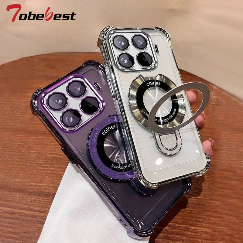 Shockproof Plating Magnetic Bracket Silicone Phone Case