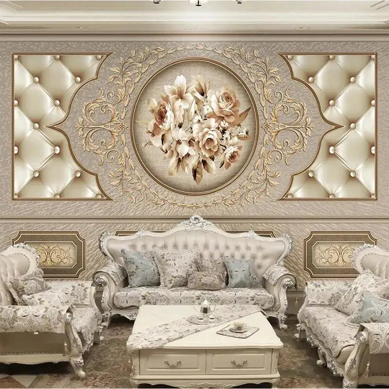 

Custom Mural Wallpaper European Style Art Retro Bedroom Living Room Sofa TV Wall Mural Luxury Home Decor Papel De Parede Fresco