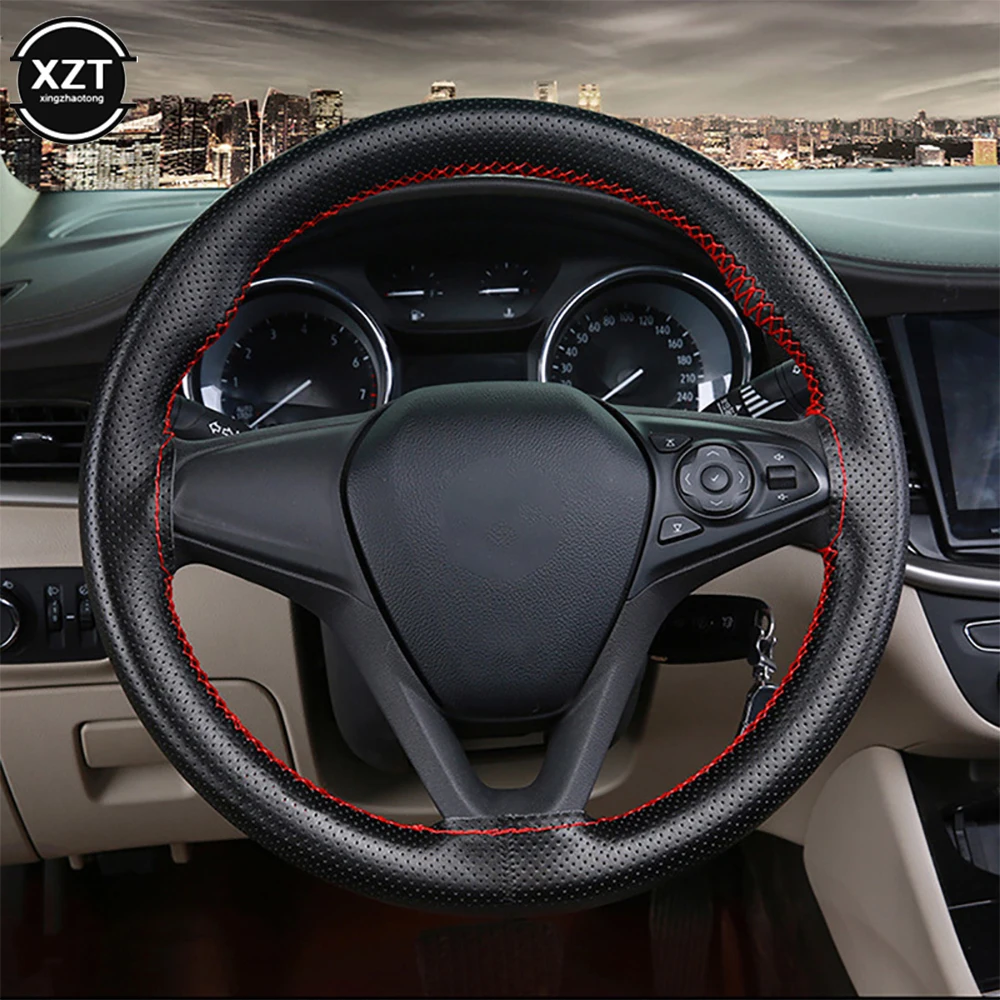 42cm 45cm 47cm 50cm Car Truck Cowhide Steering Wheel Cover All-purpose All-hole DIY Hand Sewn Leather Steering Wheel Cover steering wheel cover