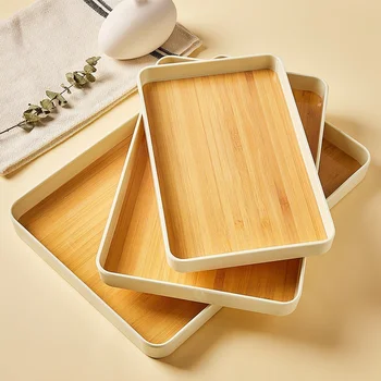 Vassoio portaoggetti in stile bambù imitazione PP in stile giapponese, piastra per teiera rettangolare addensata, strumenti multifunzionali per la conservazione della cucina 1