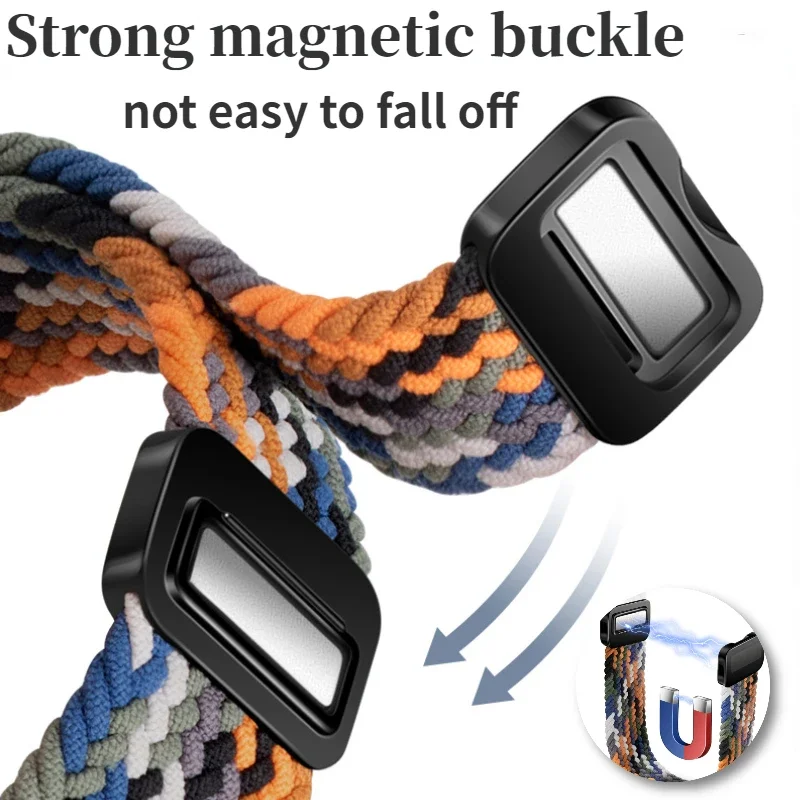 Braided Nylon Loop Strap with Magnetic Buckle - Breathable and Adjustable Wristband Bracelet