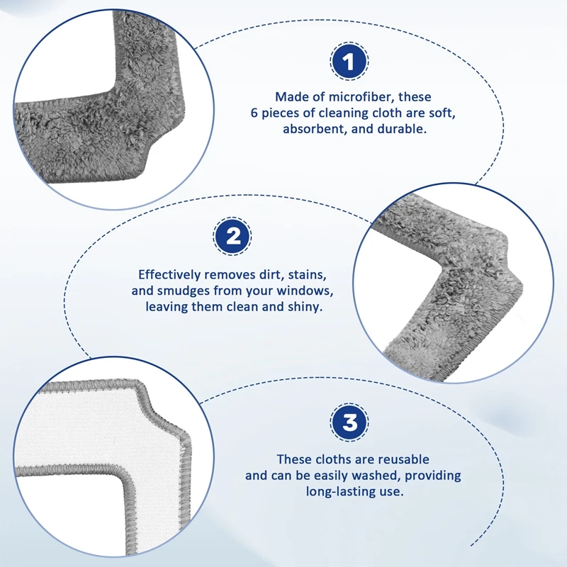 6PCS Window Cleaning Robot Mop Cloth Cleaning Rag Towel Dust Cloth Cleaning Cloth For LIECTROUX YW710 2