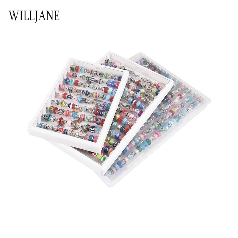 Braccialetto Perline Display Holder Bar Case Acrilico Pandora Charms Storage Box Mats Jewelry Making Organizer Trollbeads Beading Tool