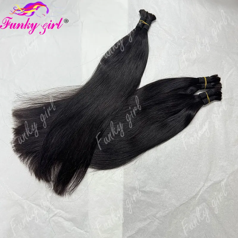 100% Human hair Straight Bulk Human Hair Remy Brazilian Virgin Hair Silky Straight Unprocessed Human Hair Extensions For Women 3