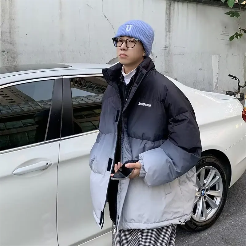 Gradient Down Cotton Jacket Men's Trendy Brand Winter Korean Jinjiang Jacket Men's Thickened Cotton Jacket Winter Clothing