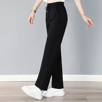 High-Waisted Slimming Straight Leg Sweatpants For Women Ice Silk Casual Sports Pants Versatile Loose Fit Crotch Style - Image 5