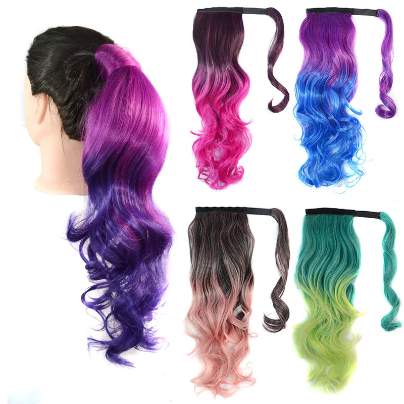 Jeedou Balayage Ombre Color Ponytails Wrap Around Ponytail Extension Wavy Synthetic Hair Messy Bohemian Style clip in ponytail hair extension synthetic ponytail synthetic hair accessories clip in ponytail extensions