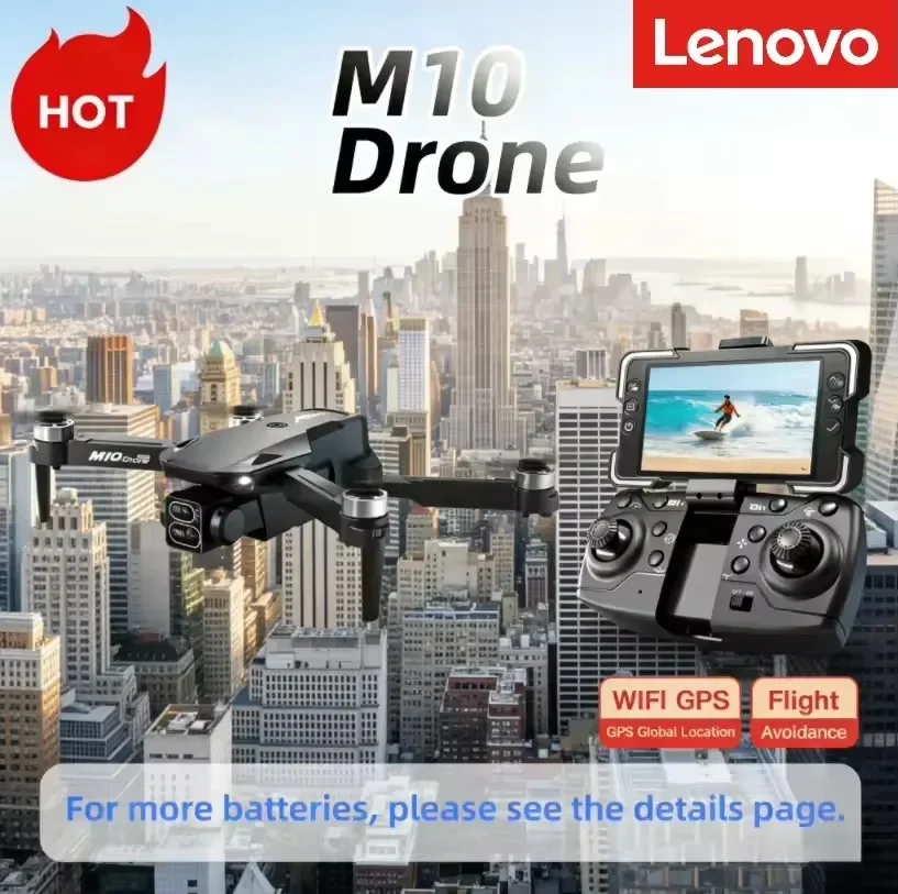 Drone Lenovo M10 Rc 4K con Doppia Fotocamera HD 8K Professionale, Schermo FPV, WIFI, Motore Brushless, Evitamento Ostacoli, Quadricottero Giocattolo - immagine 2