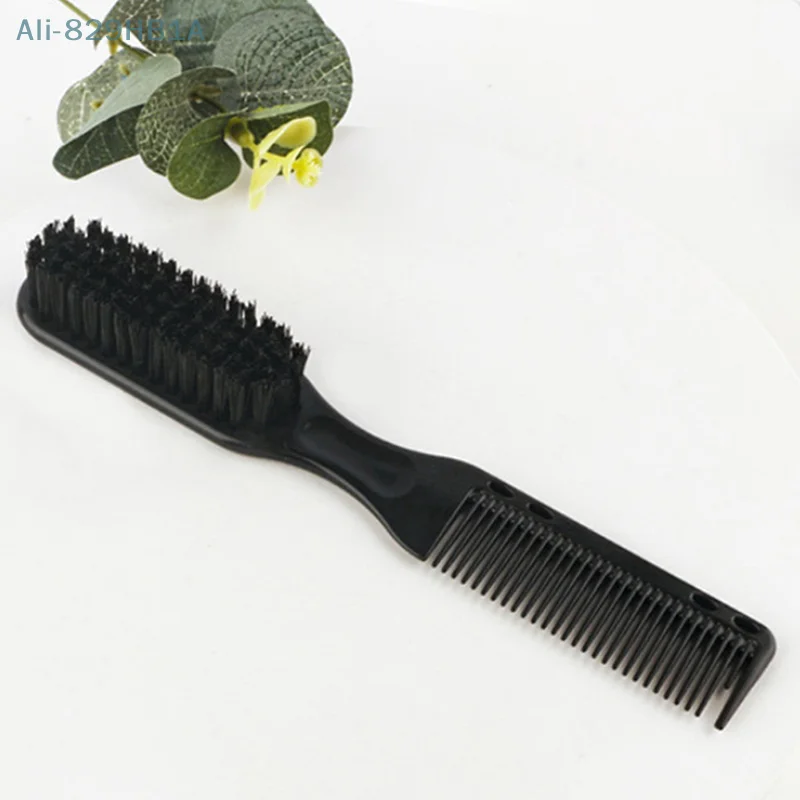 Double-sided Comb Brush Black Small Beard Styling Brush Professional Shave Beard Brush Barber Vintage Oil Head Shape Carving