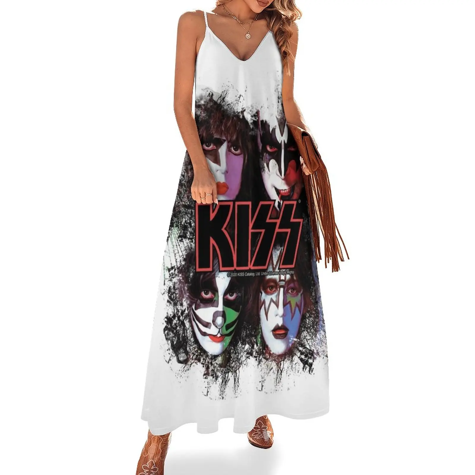 

KISS  the Band - All Members Faces brush effect Sleeveless Dress Party dresses