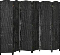 HOMCOM Room Divider, 6 Panel Folding Privacy Screen, 5.6' Tall Freestanding Wall Partition for Home Office, Bedroom, Black 1