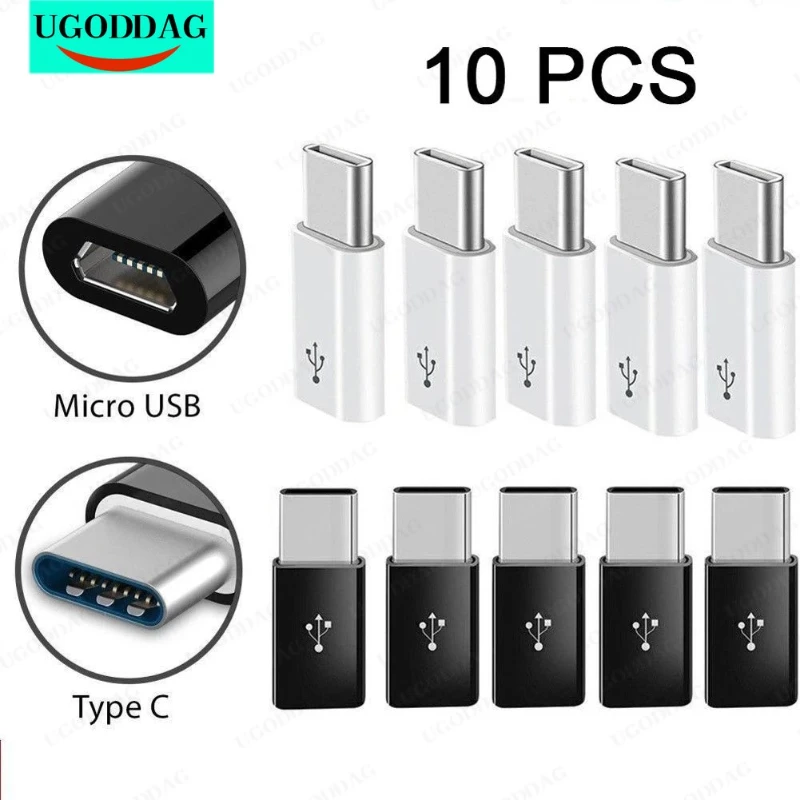 Micro Usb para tipo c Adaptador para Huawei P30 Lite P40 Xiaomi mi 10 Pro 10 Pcs